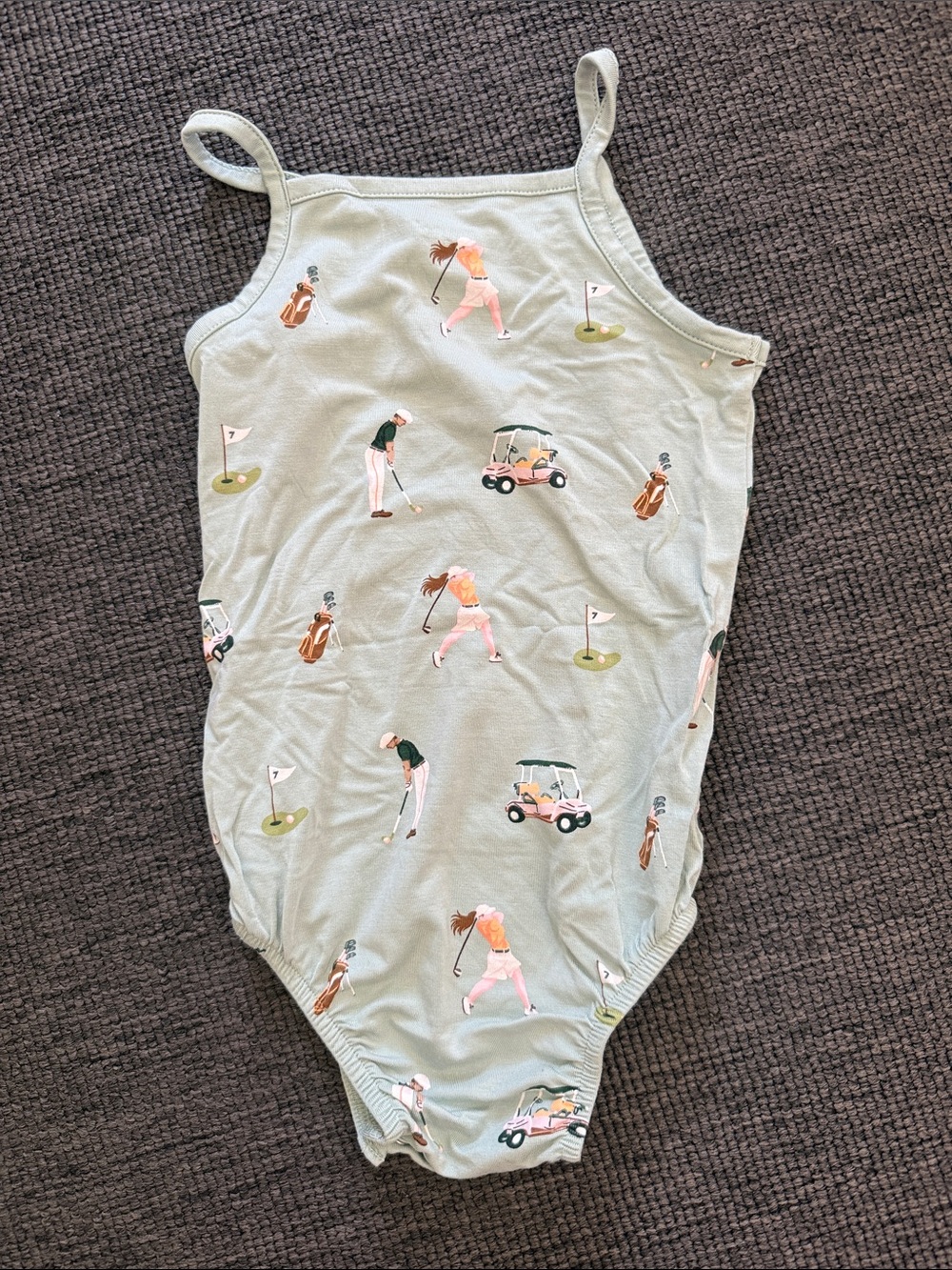 Kyte BABY Light Sage Golf Print Tank One-Piece Bodysuit